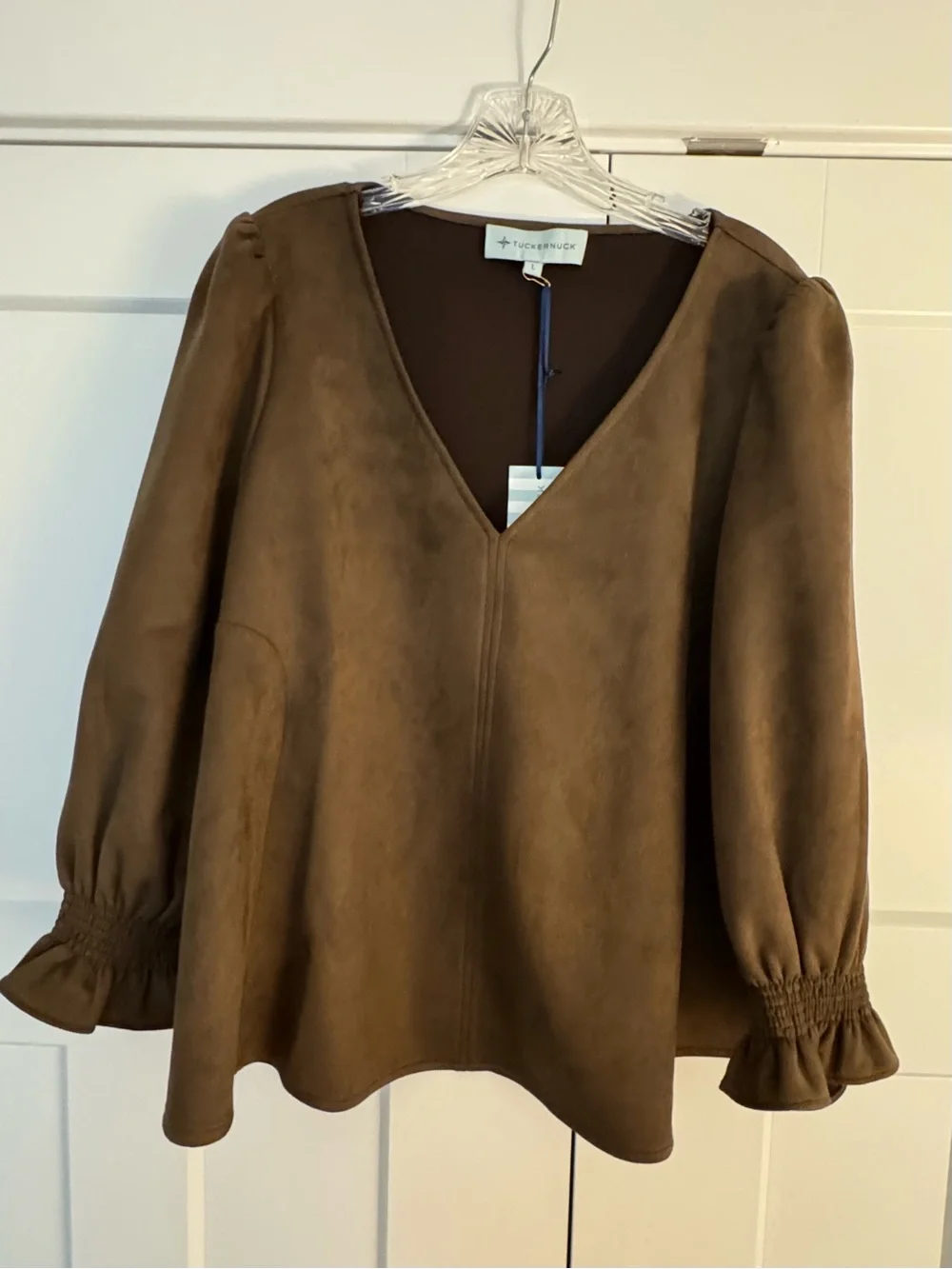 NWT Tuckernuck Easton Suede Blouse in Olive Brown